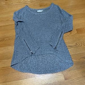 RD Style Gray cotton sweater zipper sleeve